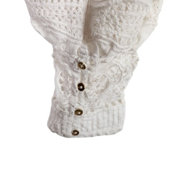 ULLA JOHNSON Blouse Womens 4 White Lily Lace Ruffle Boho Long Sleeve Cotton Top - Picture 9 of 16